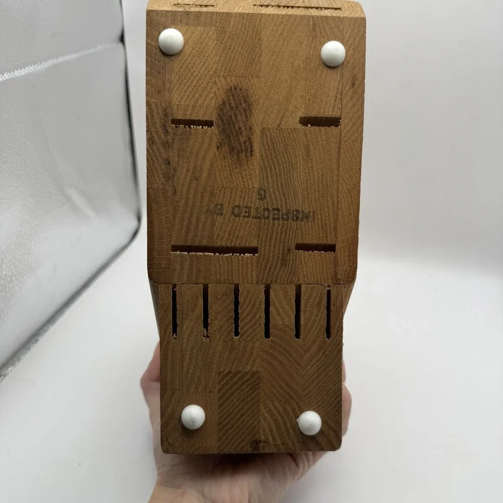 Cutco Honey Oak Wood Knife Block Holder 13 Slot Storage 12 Knife's & 1 Sharpener